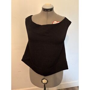 PS The Label Sleeveless Top Womens M Black Excellent Ribbed Boat Neck Zip Back